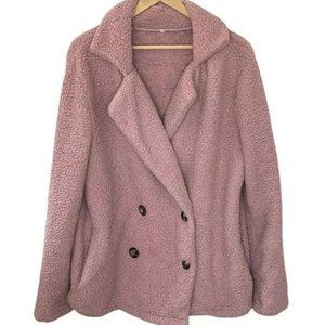 TEDDY BEAR PEA COAT WOMANS MAUVE SHERPA JACKET SIZE XL **JUST REDUCED!**